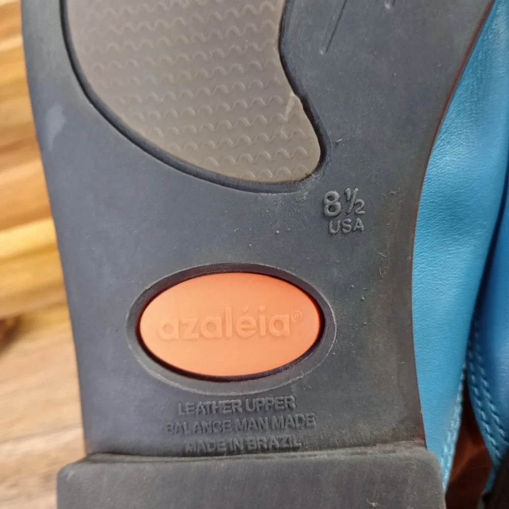 Azaleia Slip On Mule‎ Loafers Womens 8.5 M Blue Leather Brazil Comfort Slides